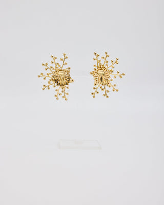 Gold Star with Rhinestones Wirey Large Ear Clips