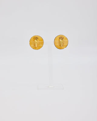 Richard Kerr 80s Bronze Rhinestone Half Sphere Ear Clips