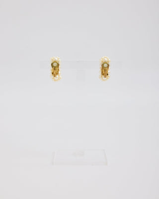 Half Hoop White Pearl Ear Clips