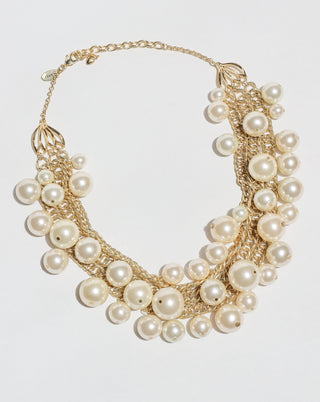Scaasi Gold Chain Necklace with Pearls
