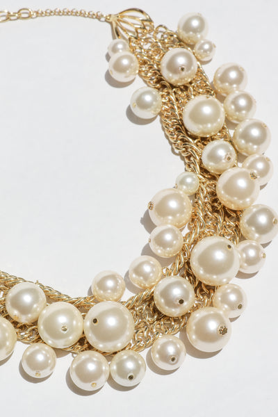 Scaasi Gold Chain Necklace with Pearls