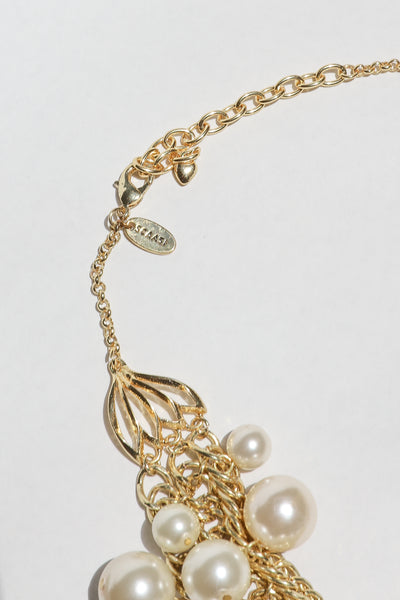 Scaasi Gold Chain Necklace with Pearls