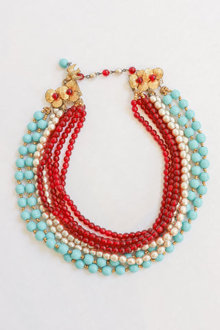 Miriam Haskell Beaded Necklace and Earring Set