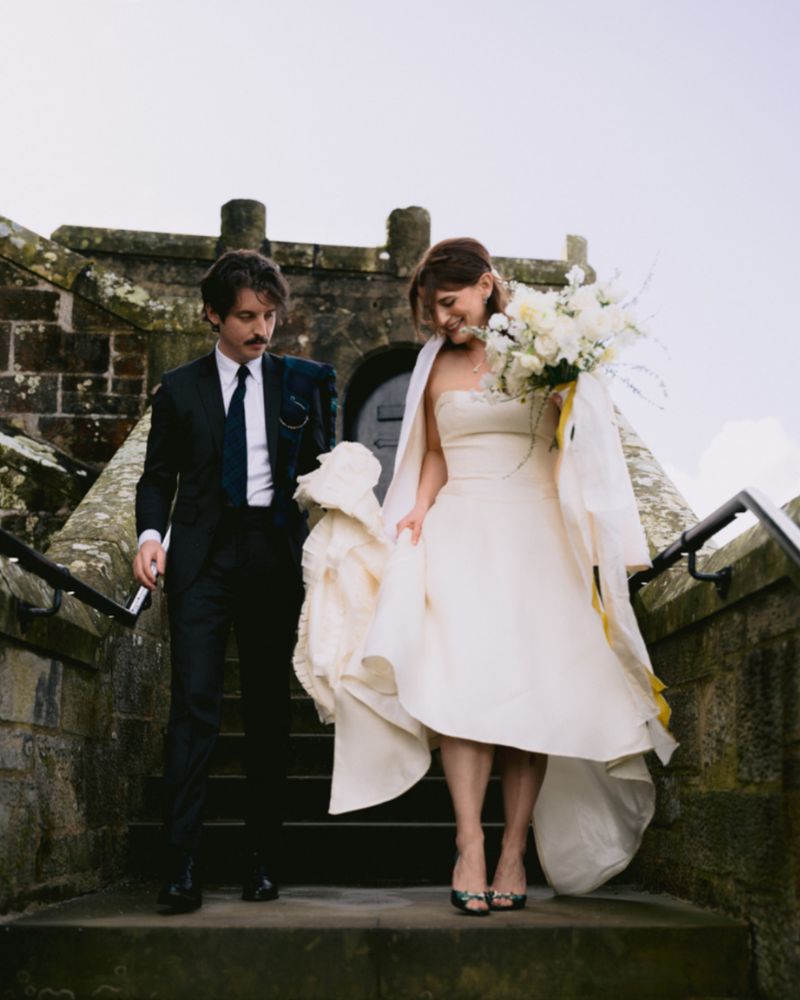 A 90's Vera and 00's Dior made this Scottish Castle Wedding a Fashion Affair