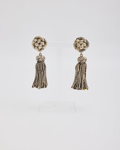 Chantal Thomas Large Silver Faux Tassels Earrings