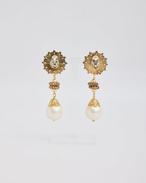 Maxi Bronze Large Pearl Drop Ear Clips