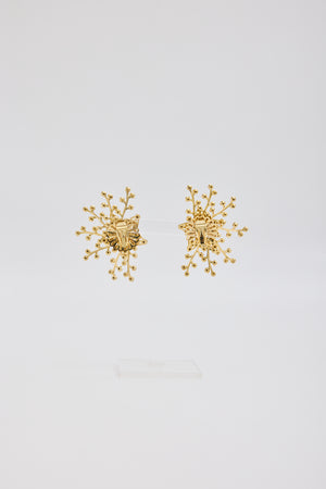 Gold Star with Rhinestones Wirey Large Ear Clips