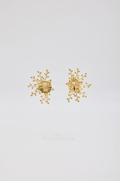 Gold Star with Rhinestones Wirey Large Ear Clips