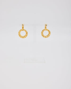 Gold Circle Post Earrings with Rhinestones