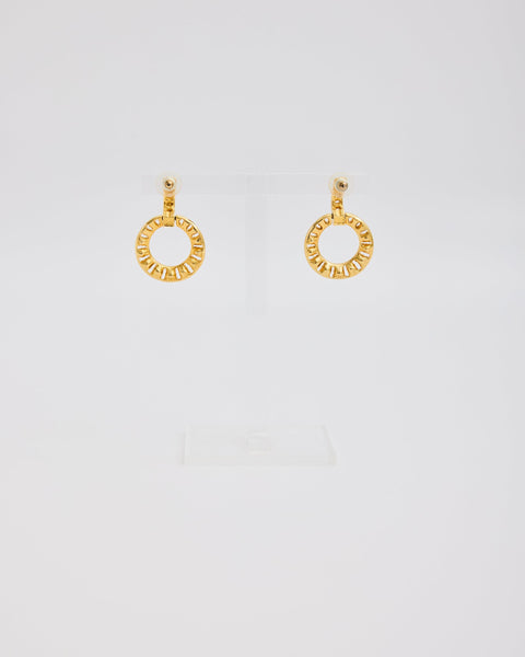 Gold Circle Post Earrings with Rhinestones