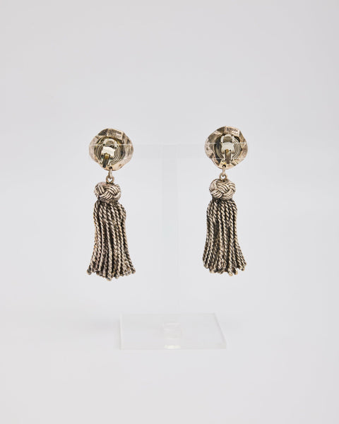 Chantal Thomas Large Silver Faux Tassels Earrings