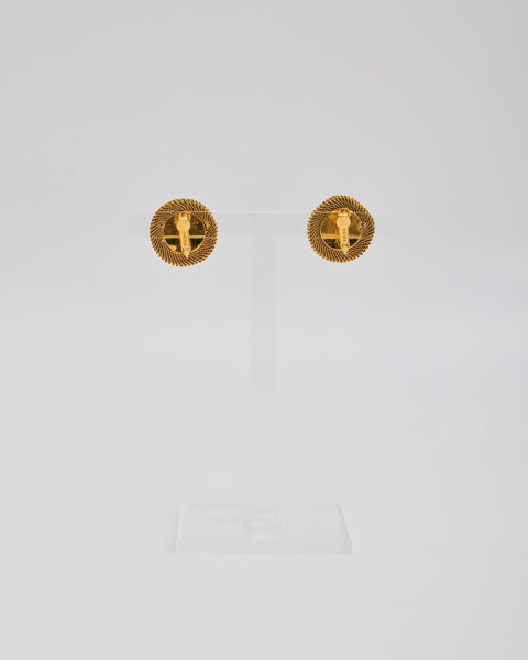 Gold and Pearl Circle Earrings