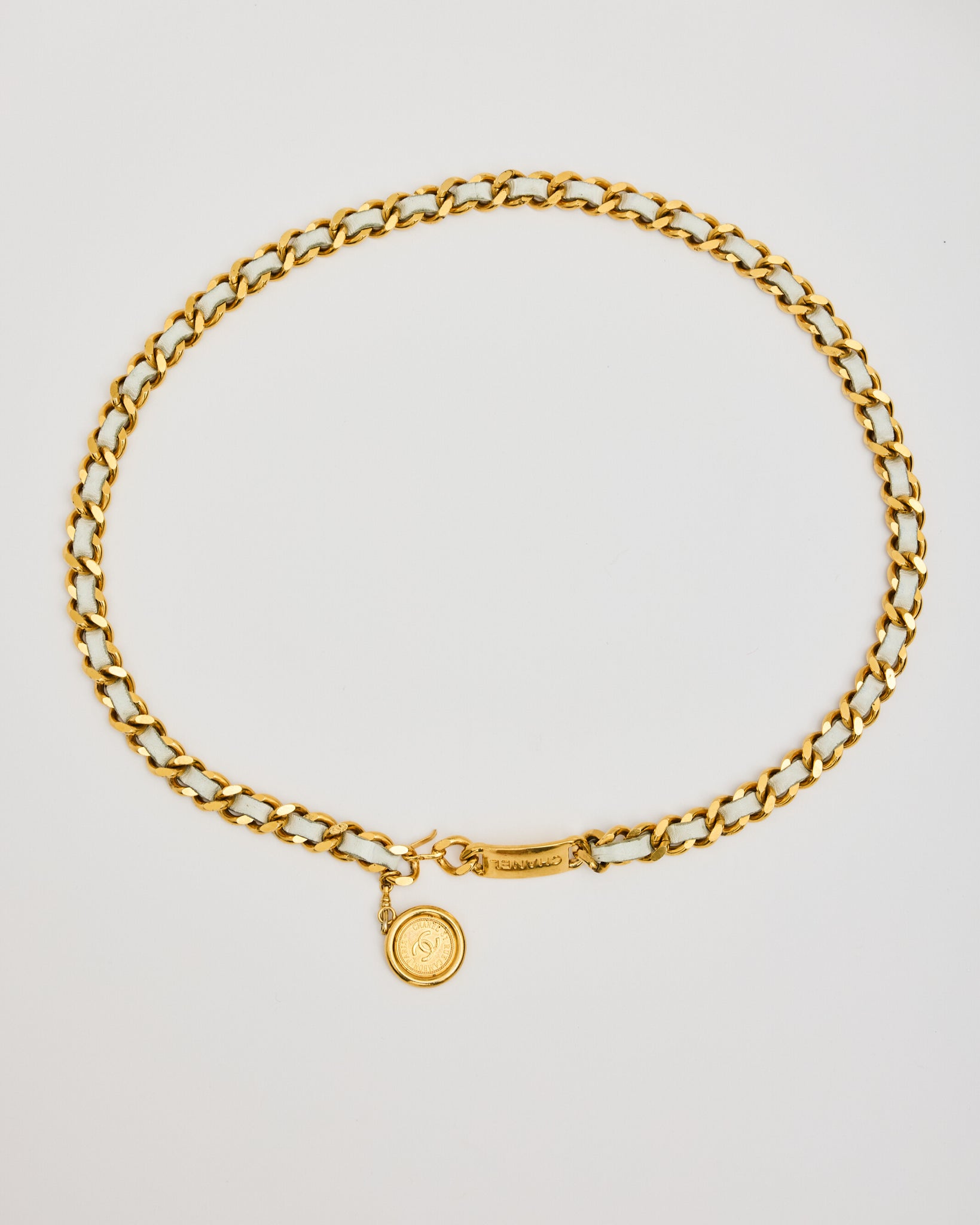 Chanel Gold Chain Belt with Woven Leather