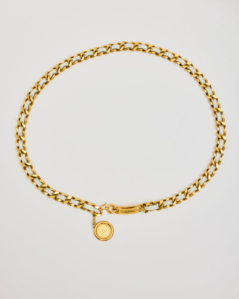 Chanel Gold Chain Belt with Woven Leather