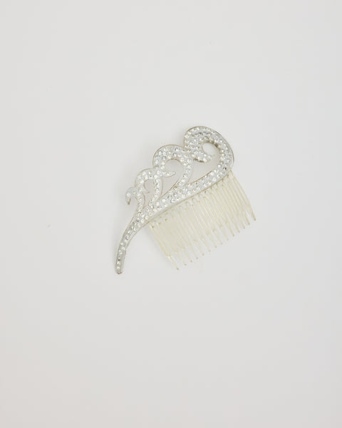 Clear Comb with Silver Rhinestone Waves