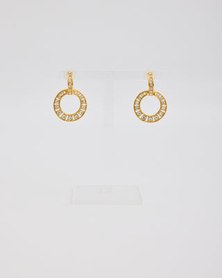 Gold Circle Post Earrings with Rhinestones