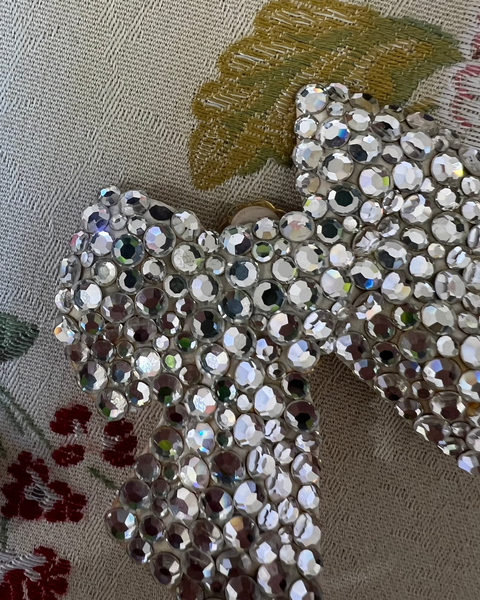 80s Silver Rhinestone Bow Ear Clips