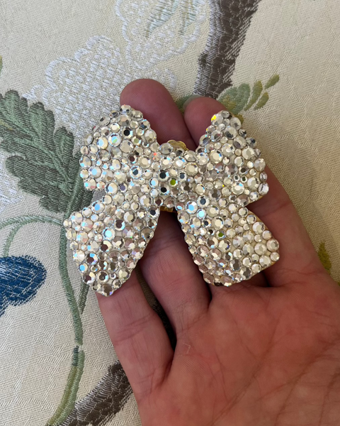 80s Silver Rhinestone Bow Ear Clips