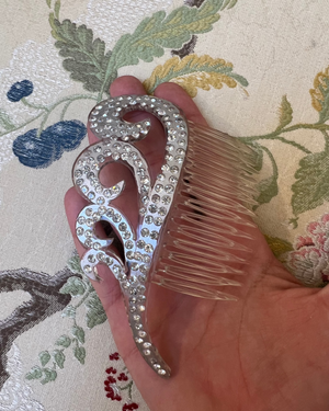 Clear Comb with Silver Rhinestone Waves