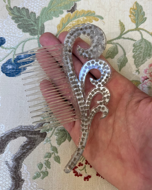 Clear Comb with Silver Rhinestone Waves