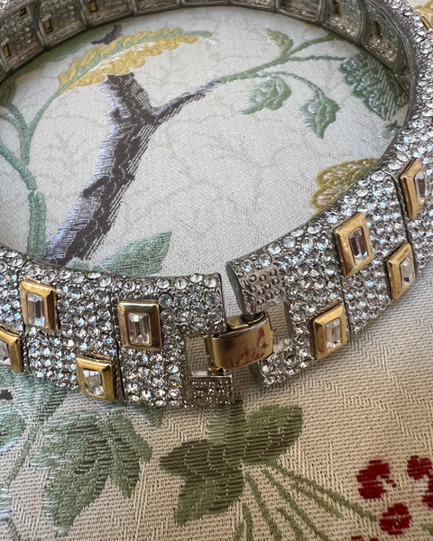 Silver and Gold Rhinestone Choker Necklace