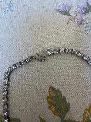 Silver Rhinestone and Beaded Waterfall Necklace