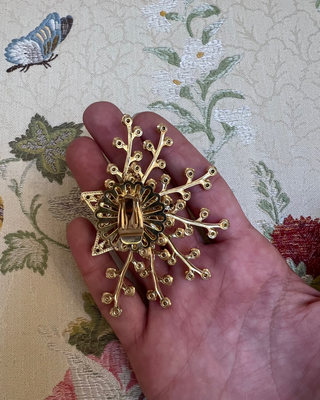 Gold Star with Rhinestones Wirey Large Ear Clips