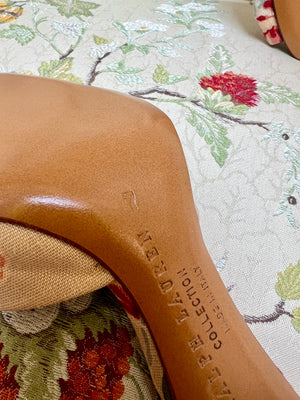 Ralph Lauren Beige Canvas Slides with Printed Crossover Straps