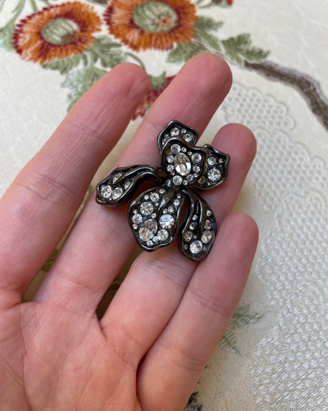 Kenneth Lane Black Iris Rhinestone Earrings