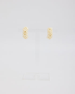 Half Hoop White Pearl Ear Clips