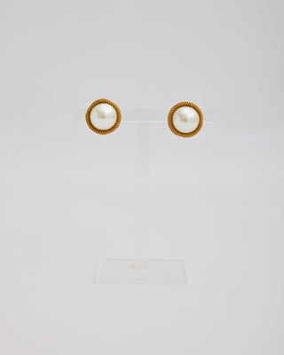 Gold and Pearl Circle Earrings