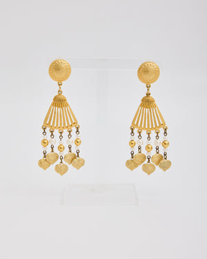 Givenchy Gold Tassel Leaf Earrings with Pearls