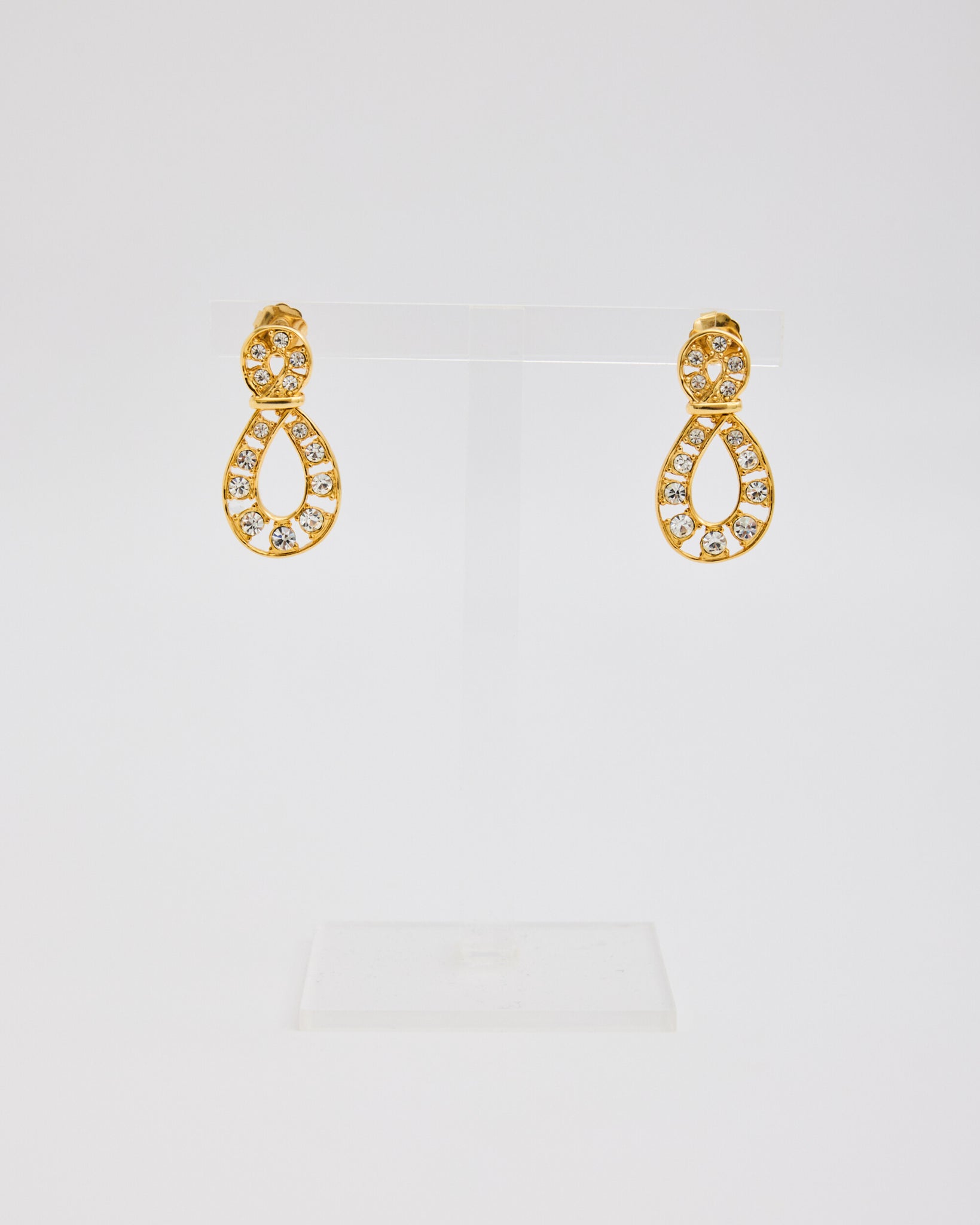 Gold Infinity Post Earrings with Rhinestones