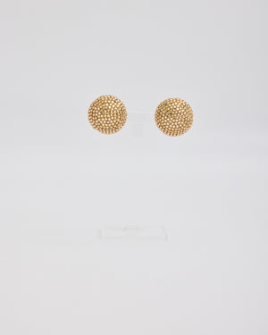 Richard Kerr 80s Bronze Rhinestone Half Sphere Ear Clips