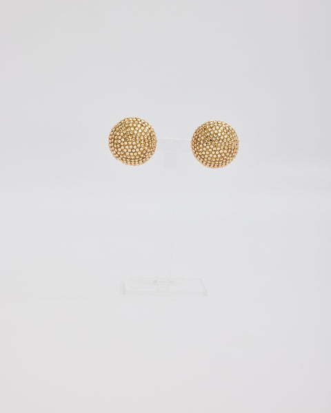 Richard Kerr 80s Bronze Rhinestone Half Sphere Ear Clips