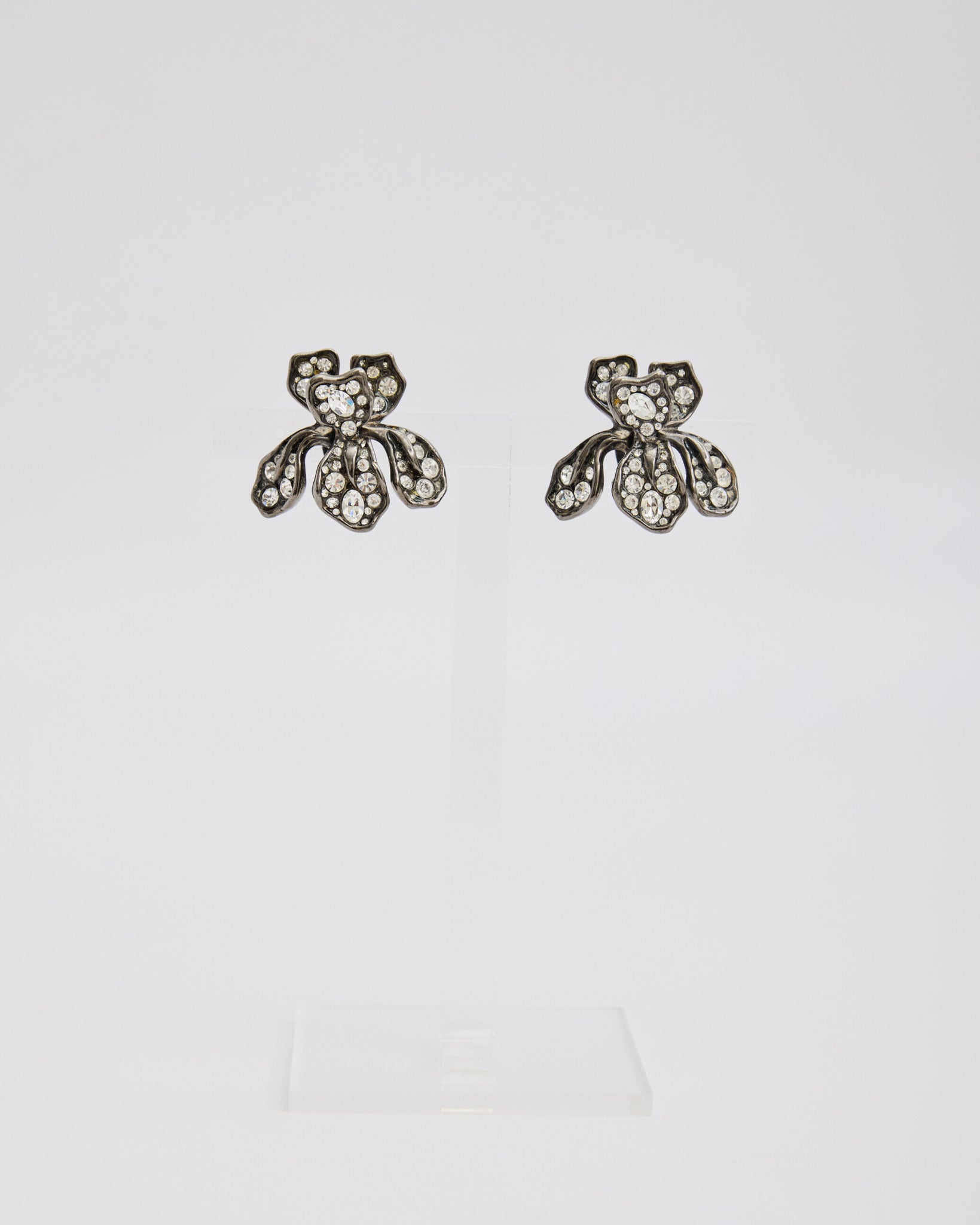 Kenneth Lane Black Iris Rhinestone Earrings