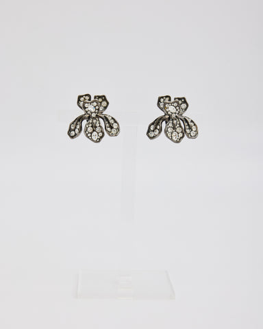 Kenneth Lane Black Iris Rhinestone Earrings