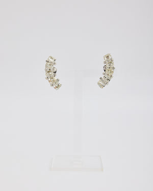 Silver Large and Small Rhinestone Curved Ear Clips