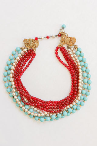 Miriam Haskell Beaded Necklace and Earring Set
