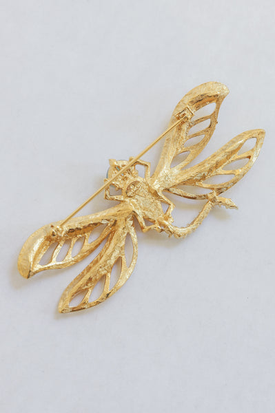 Givenchy Gold Rhinestone Insect Brooch