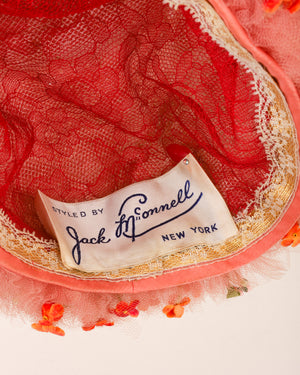 Jack McConnell Tulle and Velvet Floral Hat