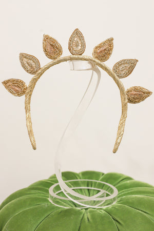 Paisley Gold Leaf Embroidered Headpiece by Magnetic Midnight