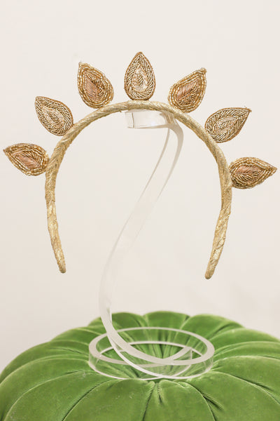 Paisley Gold Leaf Embroidered Headpiece by Magnetic Midnight